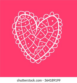 Hand-drawn doodle happy valentines day postcard print with hearts lettering letters red. Design elements. Doodle hand drawn style illustration for greeting card, t-shirts and bags print, scrapbooking