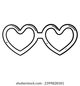 Hand-drawn doodle of heart shaped glasses isolated on a white background. Vector illustration.