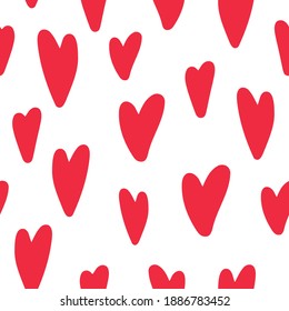 Handdrawn doodle hearts seamless pattern.Valentine's day hearts patten for wrapping paper, fabrics, postcards. Doodle elements for minimalist Scandinavian style designs