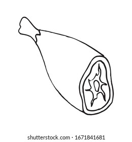 Icono de Doodle dibujado a mano jamón. Ilustración del vector