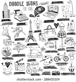 hand-drawn doodle icons for blog