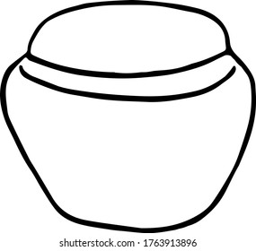 
hand-drawn doodle illustration of a black and white jar of face cream - Shutterstock ID 1763913896
