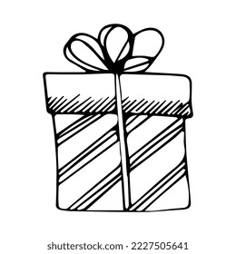 hand-drawn doodle illustration for gift card gift box