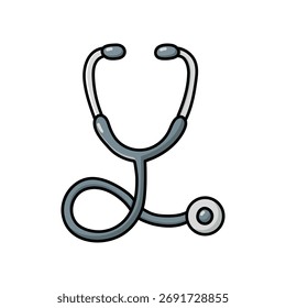 Dibujado a mano doodle ilustración de un estetoscopio en estilo Vector plano. Diseño simple y limpio perfecto para proyectos de salud, educación, bienestar o temática científica.