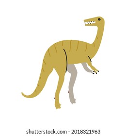 Hand-drawn doodle illustration of Velociraptor. Cute childish illustration. Vector isolated on white background.