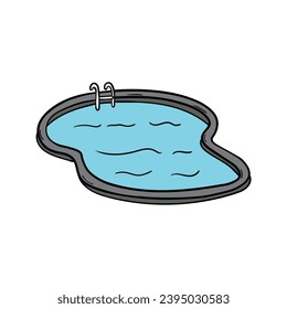 A hand-drawn doodle of an isolated pool on a white background. Vector illustration.