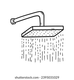 Un doodle hecho a mano de una ducha aislada en un fondo blanco. Ilustración vectorial.