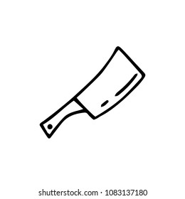 Handdrawn doodle kitchen axe icon. Hand drawn black sketch. Sign symbol. Decoration element. White background. Isolated. Flat design. Vector illustration.