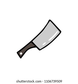Handdrawn doodle kitchen axe icon. Hand drawn black sketch. Sign symbol. Decoration element. White background. Isolated. Flat design. Vector illustration.