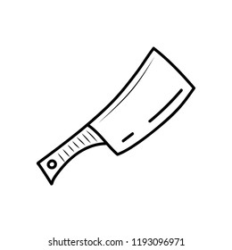 Handdrawn doodle kitchen axe icon. Hand drawn black sketch. Sign symbol. Decoration element. White background. Isolated. Flat design. Vector illustration.
