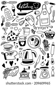 hand-drawn doodle kitchen utensils