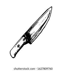 Handdrawn doodle knife icon. Hand drawn black sketch. Sign symbol. Decoration element. White background. Isolated. Flat design. Vector illustration.
