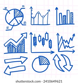 Handdrawn doodle line art business chart and graphic