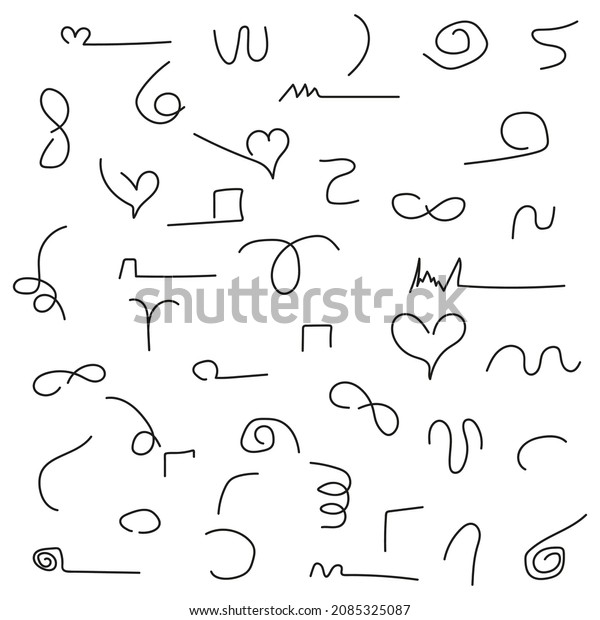 Hand-drawn doodle line elements isolated on white\
background.EPS 10