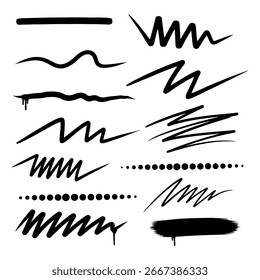 Hand-drawn doodle lines and underline strokes