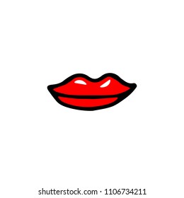 Handdrawn doodle lips icon. Hand drawn black sketch. Sign symbol. Decoration element. White background. Isolated. Flat design. Vector illustration.