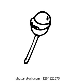 Handdrawn doodle lollipop icon. Hand drawn black sketch. Sign symbol. Decoration element. White background. Isolated. Flat design. Vector illustration.