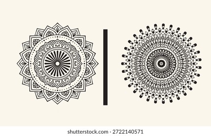 Paquete de mandala doodle dibujado a mano. Grande colección de mandalas florales y abstractos para libros de colorear. Ilustraciones vectoriales de adorno circular.