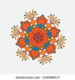 Hand-drawn doodle mandala.ornate elements For Design, round Ethnic mandala with colorful tribal ornament, vector illustration, Turkish, Pakistan, Islam, Arabic, Indian, ottoman motifs.