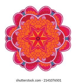 Hand-drawn doodle mandala.ornate elements For Design, Arabic Mehendi design for Hands, round Ethnic mandala with colorful tribal ornament, vector illustration, Turkish, Pakistan, Islam, Arabic, Indian