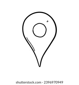 Ubicación del mapa del doodle dibujado a mano aislado en un fondo blanco. Ilustración vectorial.