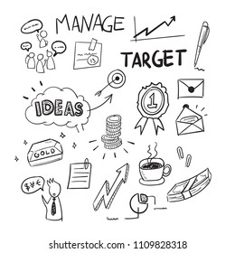 A hand-drawn doodle of marketing business and thinking concept