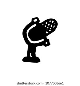 Handdrawn doodle microphone icon. Hand drawn black sketch. Sign symbol. Decoration element. White background. Isolated. Flat design. Vector illustration.