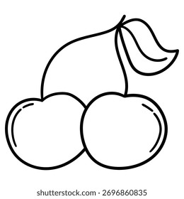 Handgezeichnete Kirschen mit Blatt einzeln auf weißem Hintergrund. Vektorgrafik.