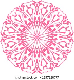 Hand-drawn doodle pattern in circle. Decorative lacy mandala or snowflake. Design element for prints, greeting cards, adult coloring book, invitations, textile, tattoo.