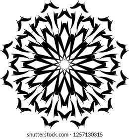 Hand-drawn doodle pattern in circle. Decorative lacy mandala or snowflake. Design element for prints, greeting cards, adult coloring book, invitations, textile, sticker. Vector illustration.