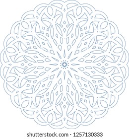 Hand-drawn doodle pattern in circle. Decorative lacy mandala or snowflake. Design element for prints, greeting cards, adult coloring book, invitations, textile, sticker. Vector illustration.