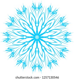 Hand-drawn doodle pattern in circle. Decorative lacy mandala or snowflake. Design element for prints, greeting cards, invitations, textile, sticker. Vector illustration.