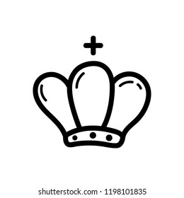 Handdrawn doodle priest hat icon. Hand drawn black sketch. Sign symbol. Decoration element. White background. Isolated. Flat design. Vector illustration.