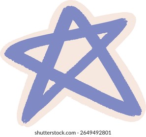 Hand-drawn doodle of a purple star with a playful and minimalist style