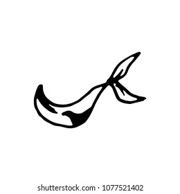 Handdrawn doodle ribbon badge icon. Hand drawn black sketch. Sign symbol. Decoration element. White background. Isolated. Flat design. Vector illustration.