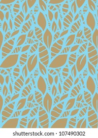 Hand-drawn doodle seamless leaf pattern.