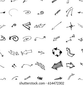 hand-drawn doodle seamless pattern with arrow