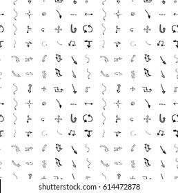 hand-drawn doodle seamless pattern with arrow