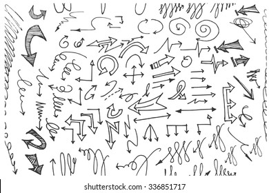 hand-drawn doodle seamless pattern with arrows
