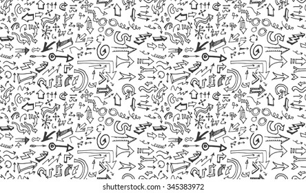 hand-drawn doodle seamless pattern with arrows