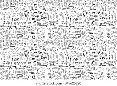 hand-drawn doodle seamless pattern with arrows