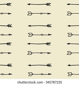 hand-drawn doodle seamless pattern with arrows
