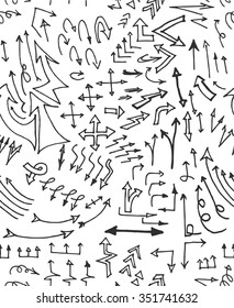 hand-drawn doodle seamless pattern with arrows