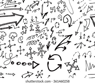 hand-drawn doodle seamless pattern with arrows
