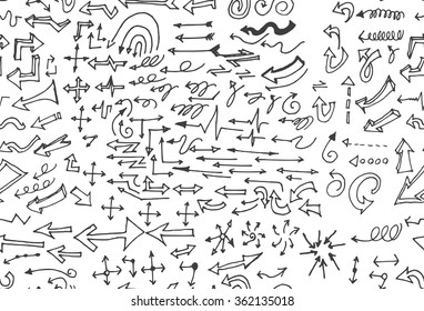 hand-drawn doodle seamless pattern with arrows
