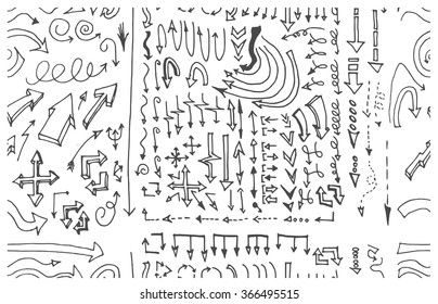 hand-drawn doodle seamless pattern with arrows