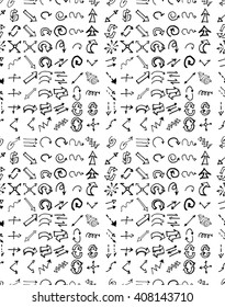 hand-drawn doodle seamless pattern with arrows