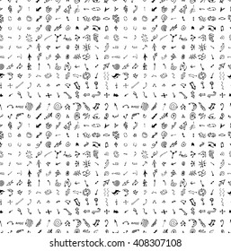 hand-drawn doodle seamless pattern with arrows