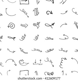 hand-drawn doodle seamless pattern with arrows