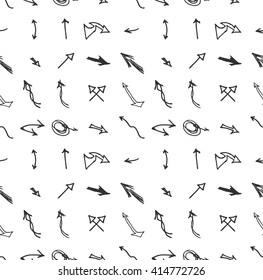 hand-drawn doodle seamless pattern with arrows